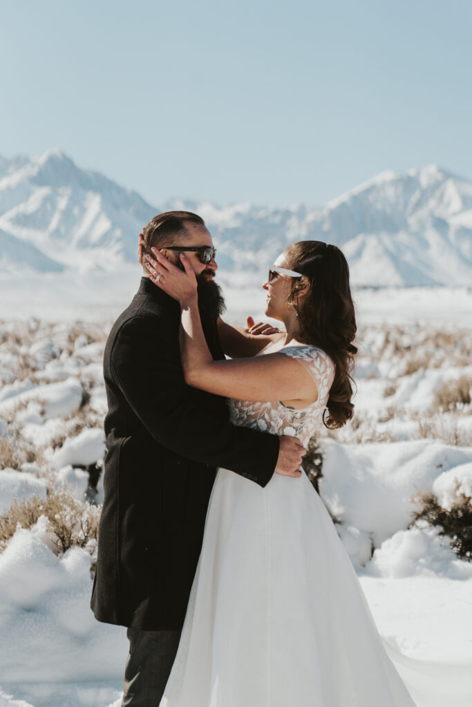 Mammoth lakes elopement in winter
