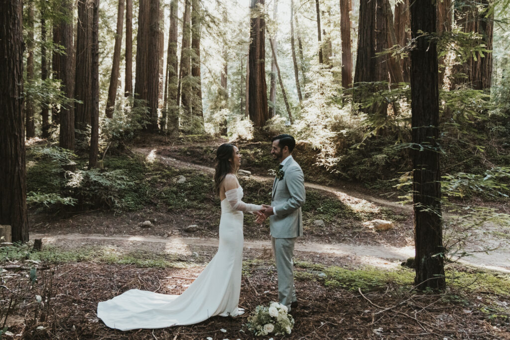 big sur elopement ceremony in the redwoods